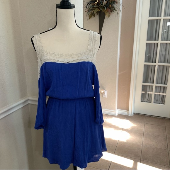 Entro Royal Blue cold shoulder blouson dress Size S - Picture 11 of 17